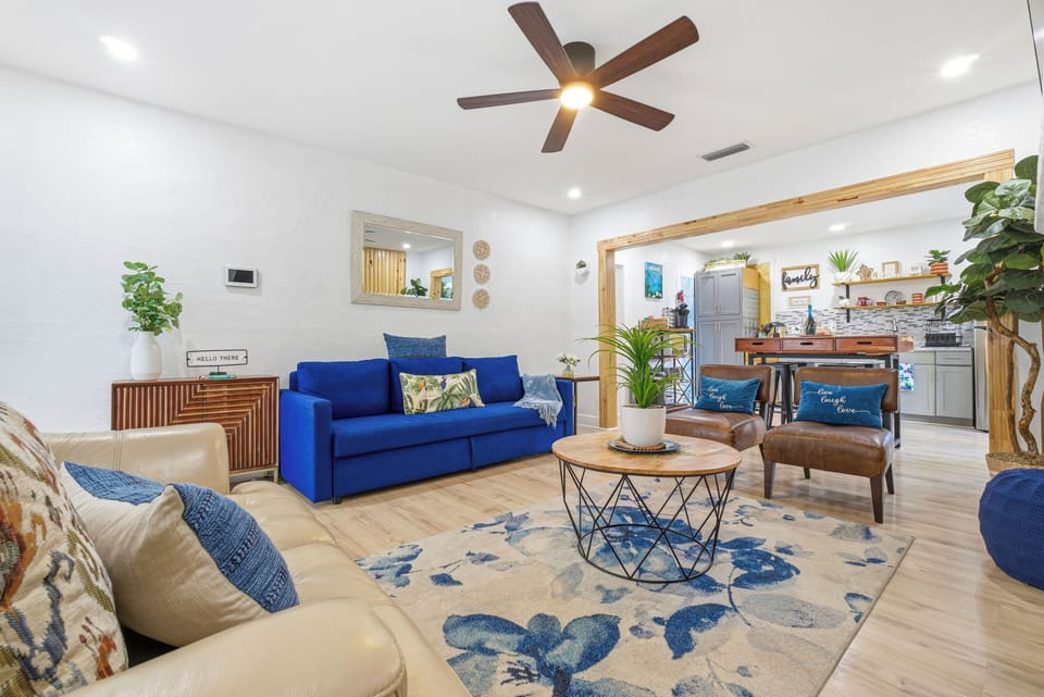 Comfortable Queen size blue sofa bed 