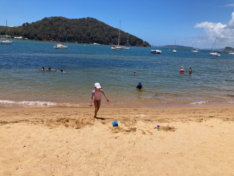 Ettalong beach with shallow waters is ideal for children 