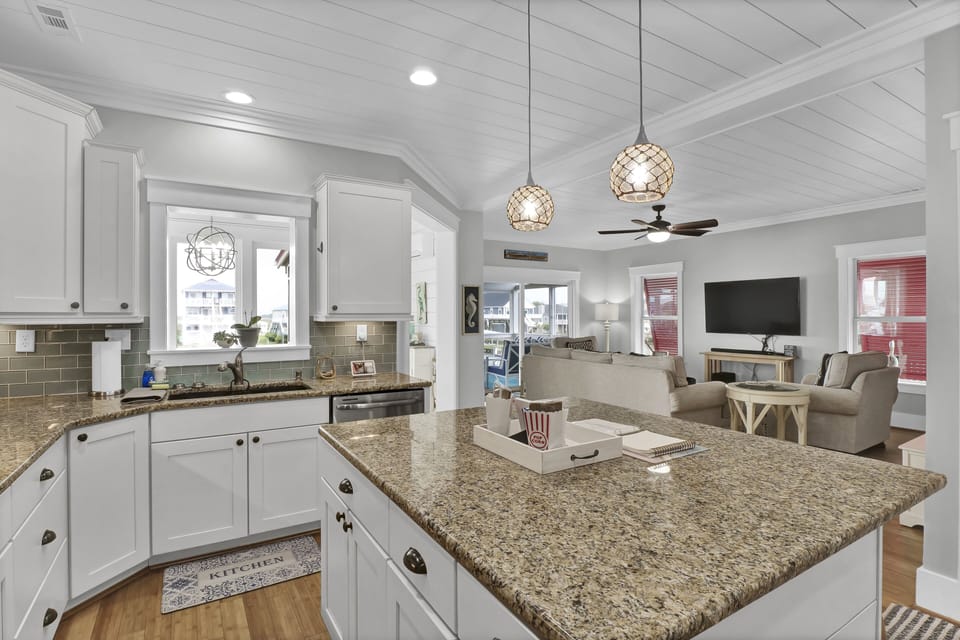 Kitchen overlooking living room