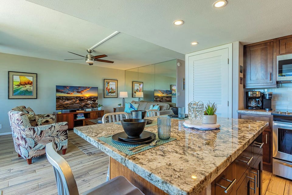 Watch TV from the living area and kitchen