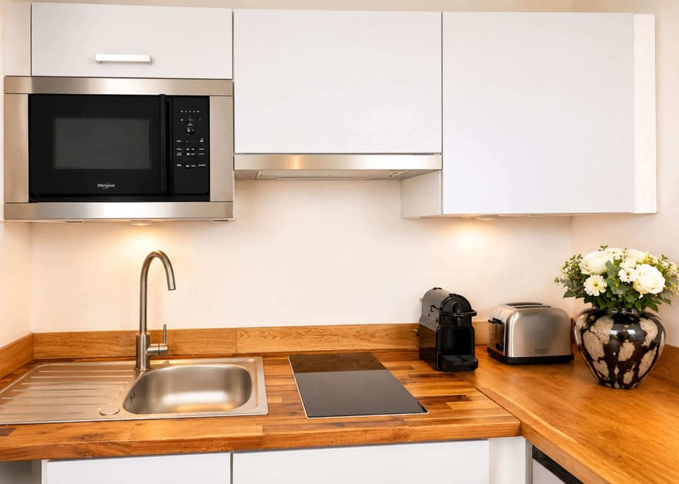 Modern kitchen with all the essentials for a delightful cooking experience
