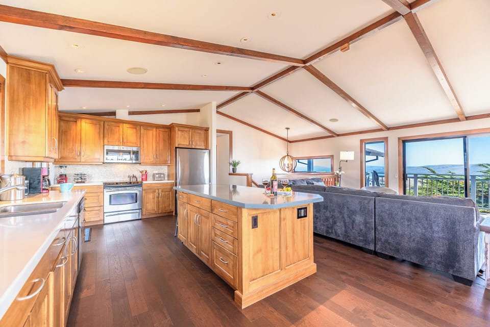 The kitchen is large with tons of counter space