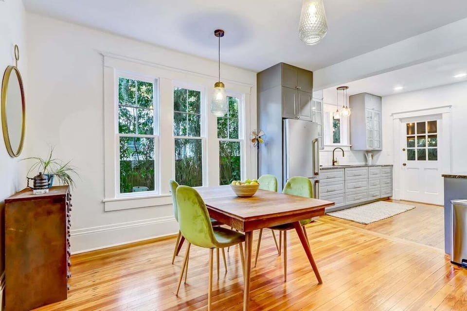 Welcome to the dining room and kitchen.