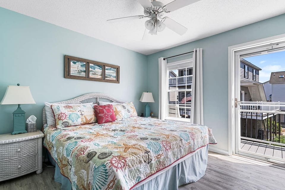 Bright and airy bedroom with private balcony access