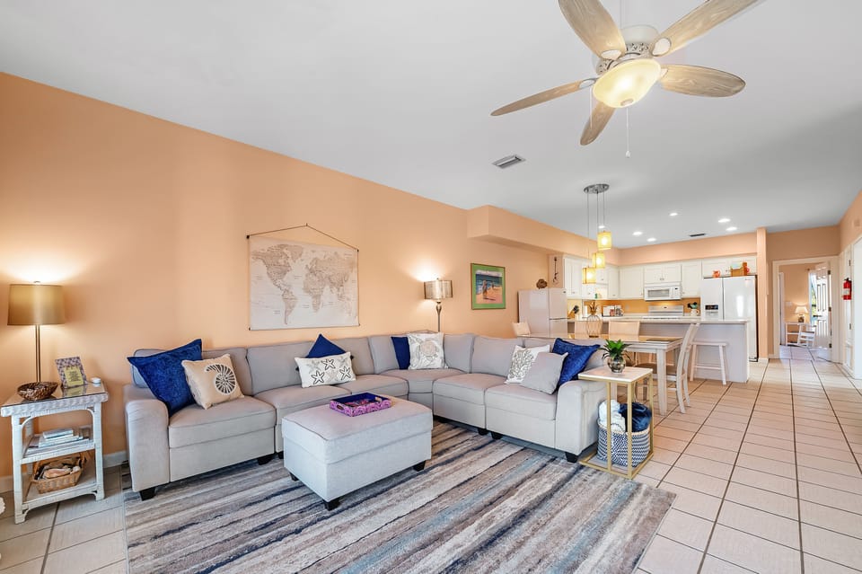 Big, cozy sectional seats 6-7. 