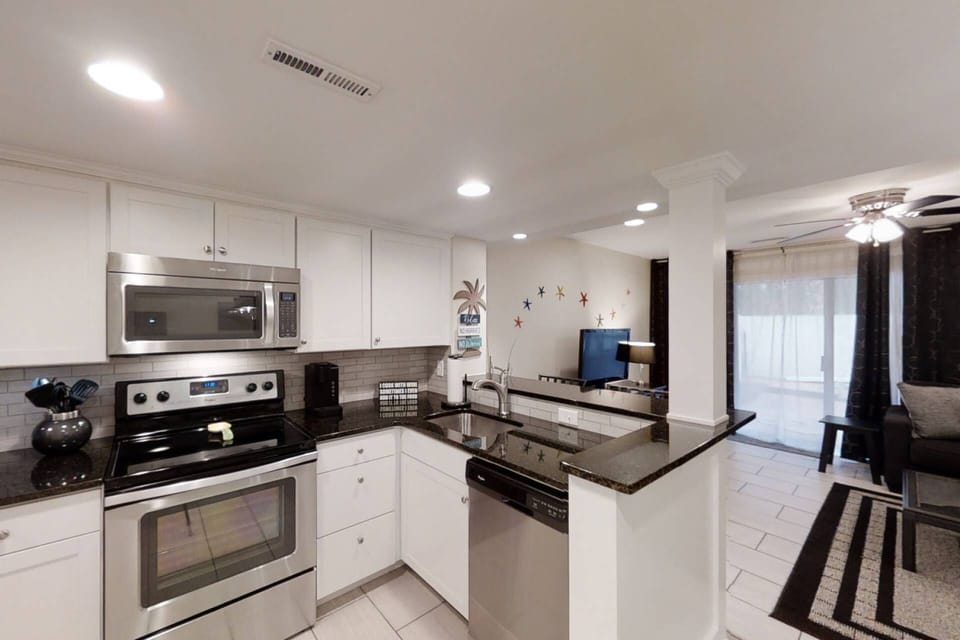 Updated kitchen with stainless steel appliances