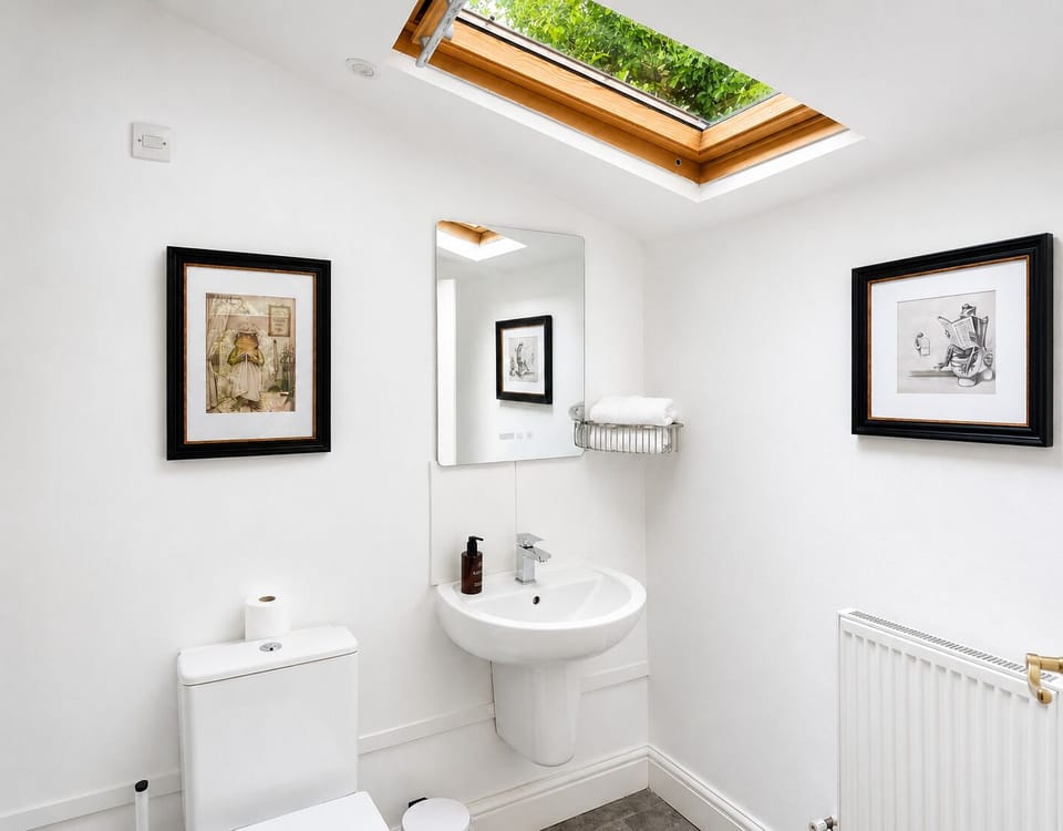 Combined shower/tub, eco-friendly toiletries, hair dryer, towels