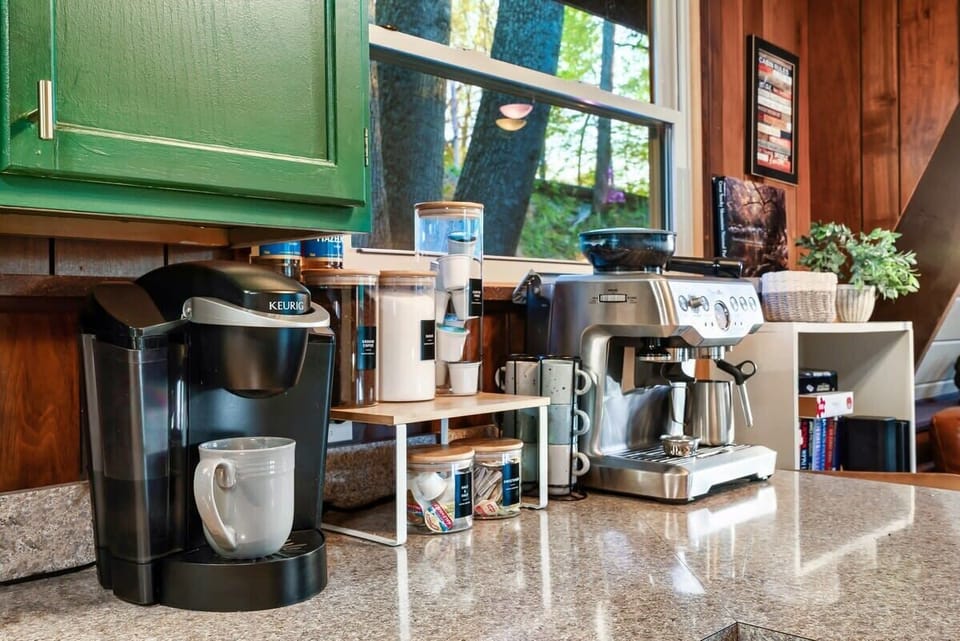 Coffee bar including Breville expresso machine