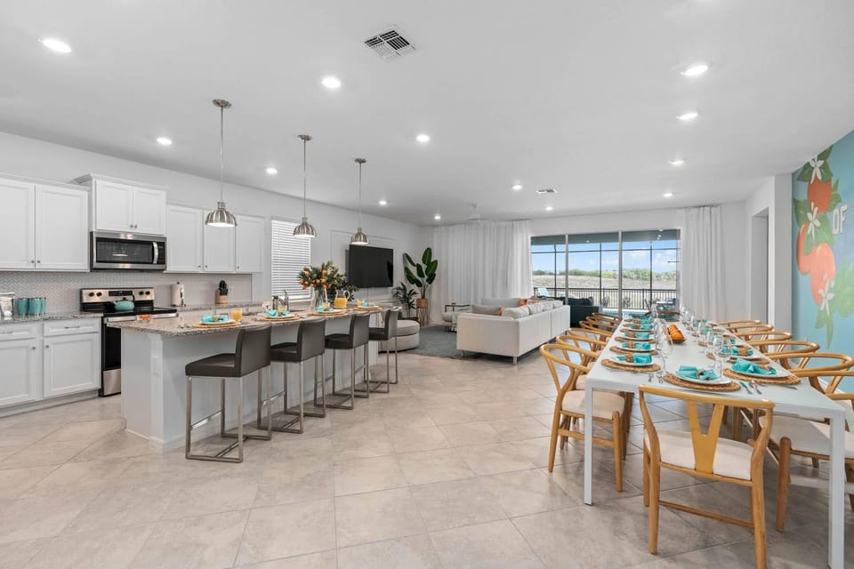 "The kitchen had everything we could possibly need and more to prepare meals for our group and the double tables with seating for 14 meant we could all sit together - we loved that!"