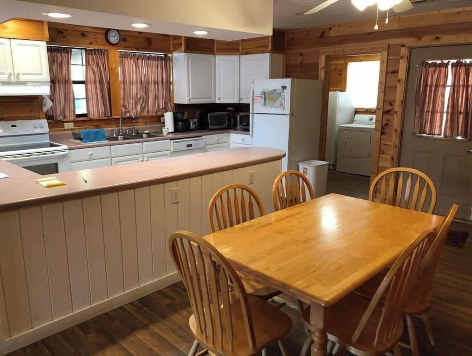 Kitchen with dish soap, dishwasher soap, fire extinguisher, & fire blanket.