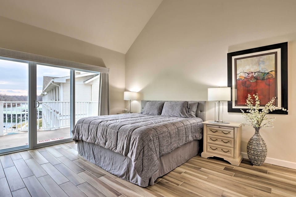 Bedroom 1 | 1st Floor | King Bed | Linens Provided | Access to Private Balcony