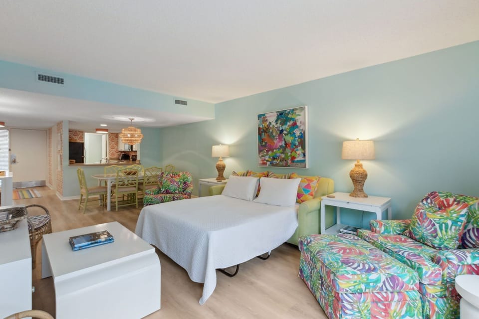 Gorgeously Furnished Living Space with Flat Screen TV and Sleeper Sofa