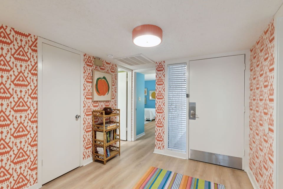 Colorful Entryway with Beautiful Decorative Wallpaper