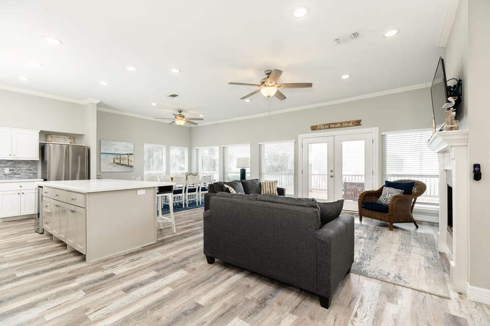 Large, open space with contemporary finishes