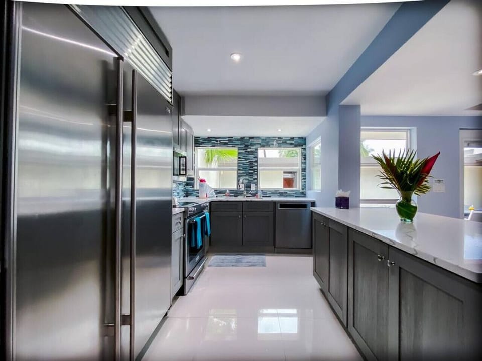 The spacious and well-appointed kitchen with AC!