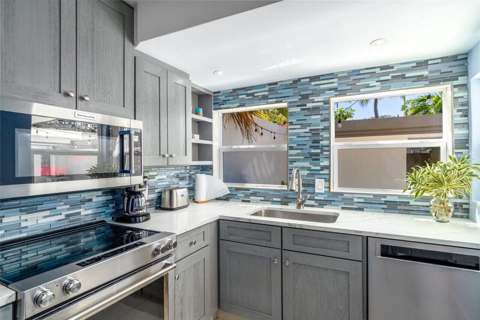 The spacious and well-appointed kitchen with AC!