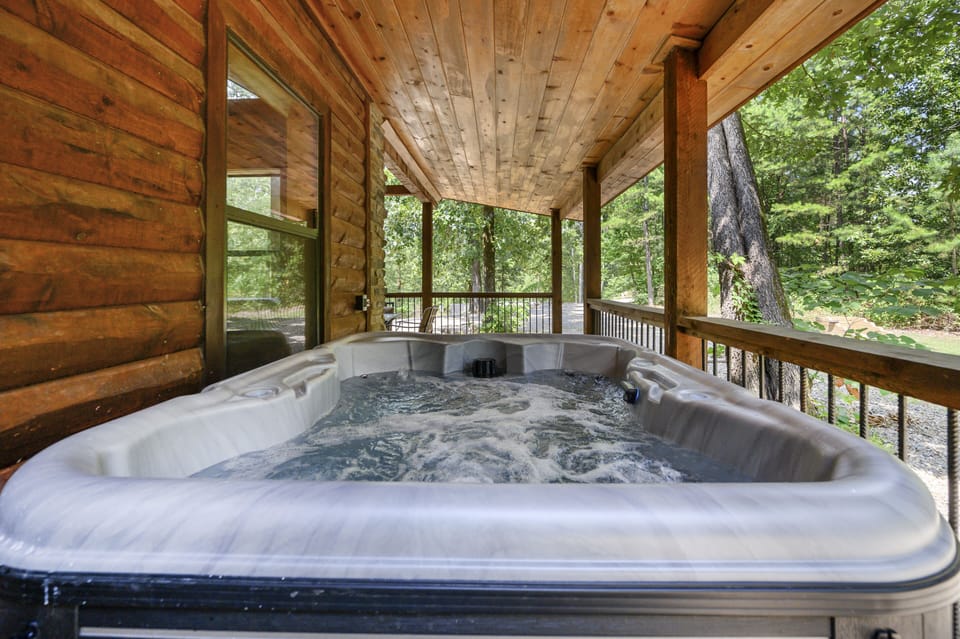 Unwind in the private hot tub — the perfect way to end a day of adventure.