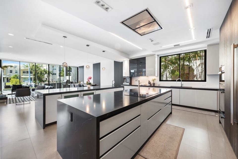 State-of-the-art kitchen with extensive counter space and modern finishes
