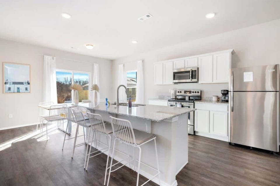 Here, you'll also find our four barstools, which sit between the living room and the kitchen.