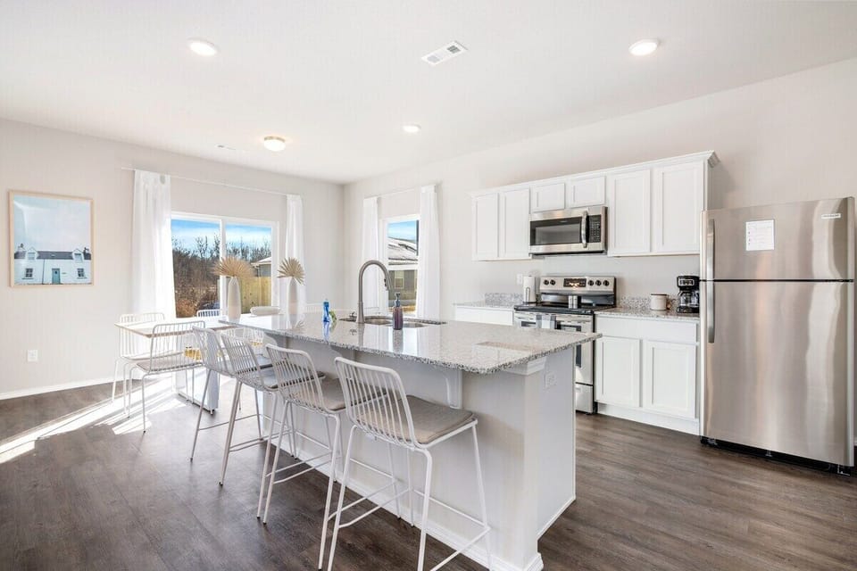 Here, you'll also find our four barstools, which sit between the living room and the kitchen.