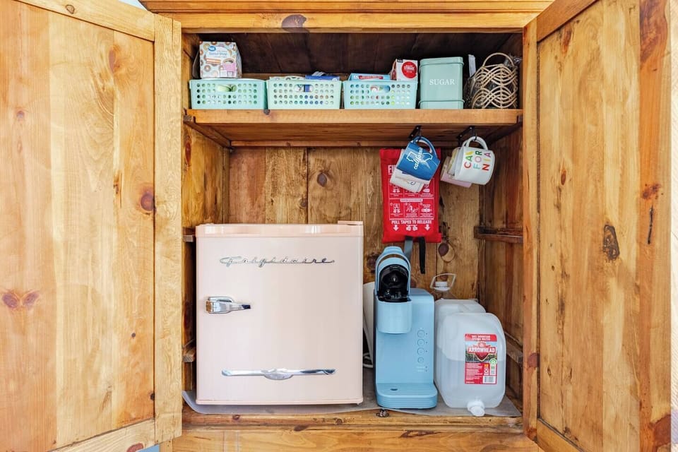 Coffee, tea, sugar and creamer always available. 