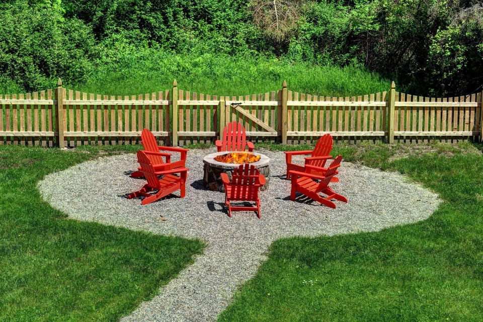 Fenced in Back yard w/fire pit