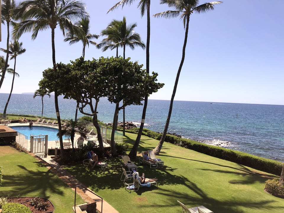 South view of pool and ocean