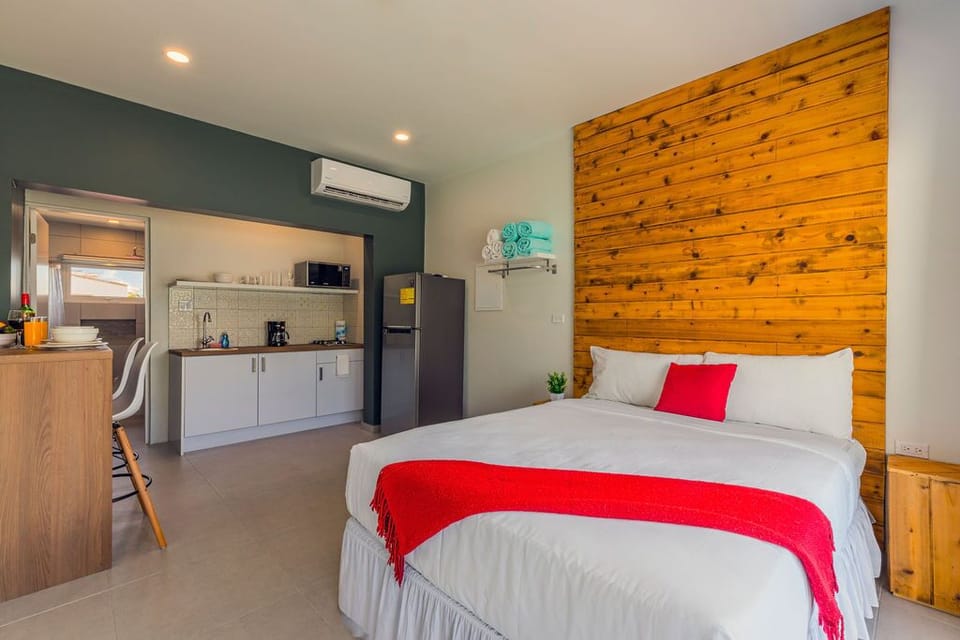 There is a queen size bed for a good night sleep.