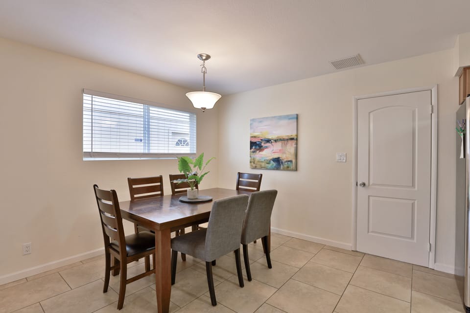 Dining table with six chairs