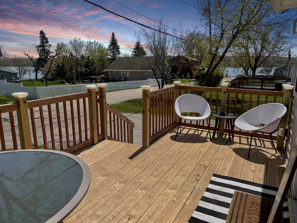 Front porch with partial lake views