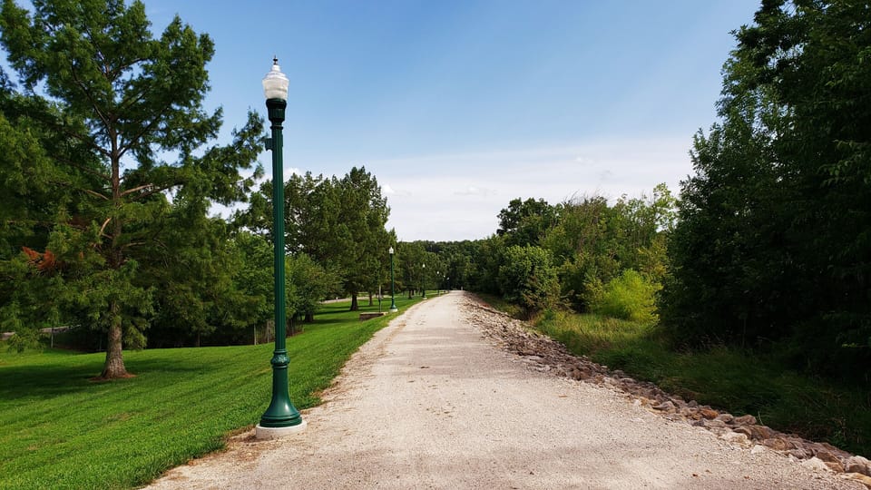 Miles o' trails with romantic lights for nighttime canoodling near downtown. 