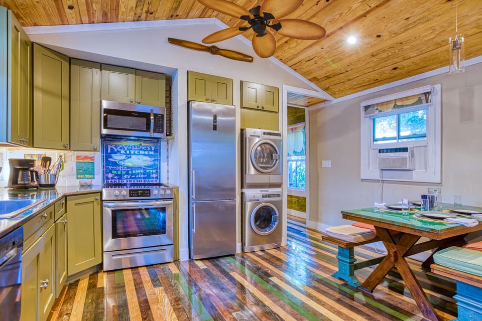 Kitchen and dining area with seating for 6