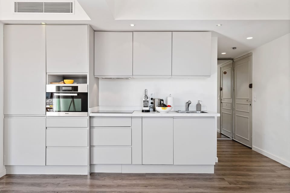 The kitchen area