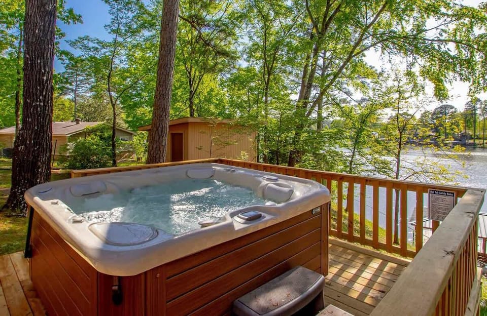 Soak in the hot tub after a day on the lake