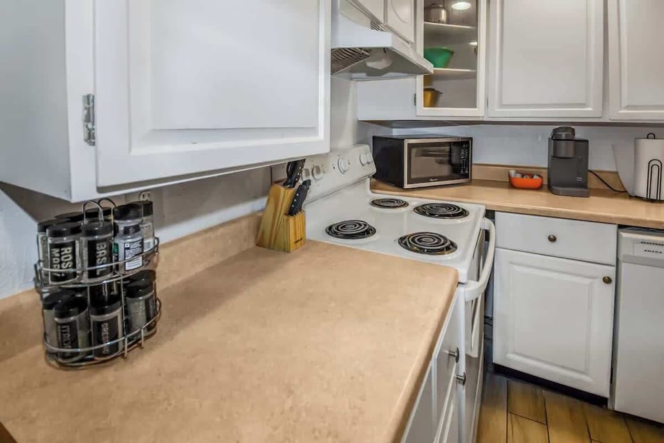 Our small kitchen that wraps around the corner