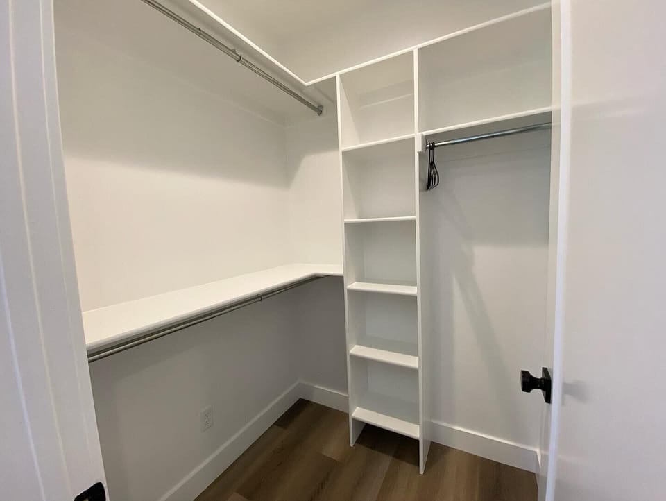 The closet offers plenty of room to organize and store all of your belongings.