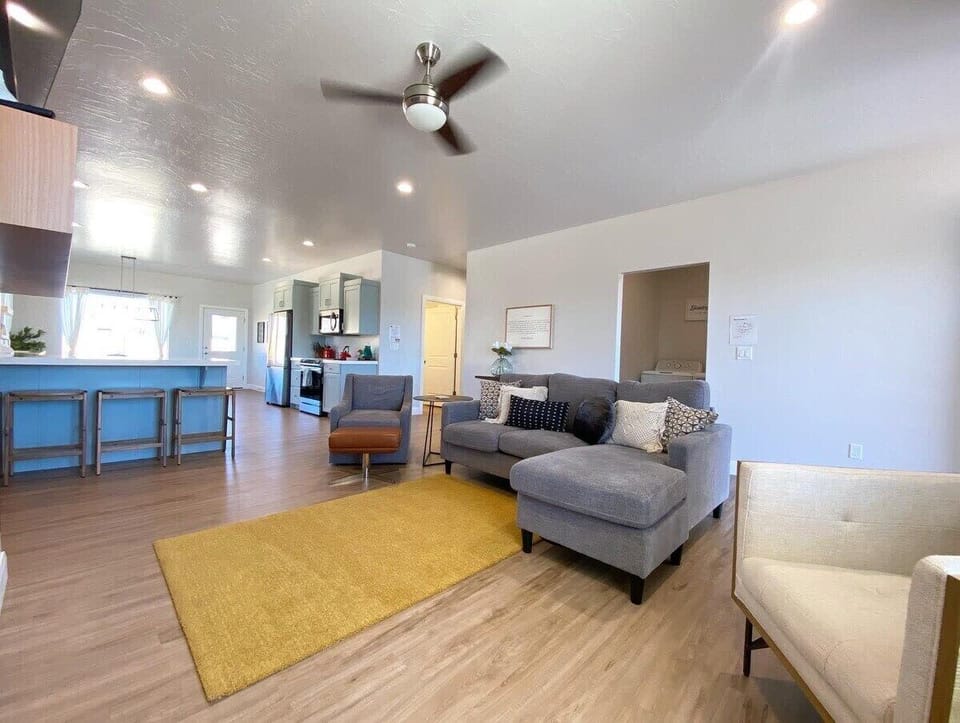 "We loved staying here and can’t wait to come back one day. It was a great location, close to downtown and close to two beautiful trails. The house was so clean and quiet. The couch was super comfy as well!"