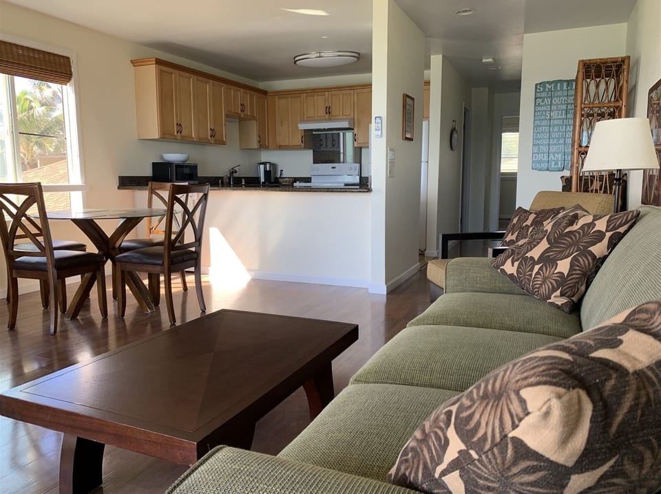 Cozy living space with sleeper sofa.