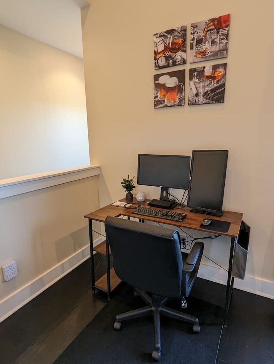 A second work station is set up and ready for those who need to stay productive on the road.