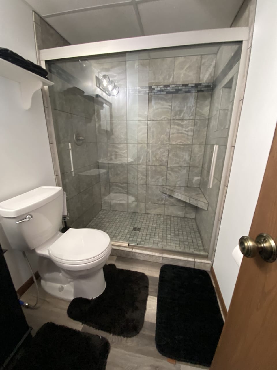 Basement full bathroom Tile shower