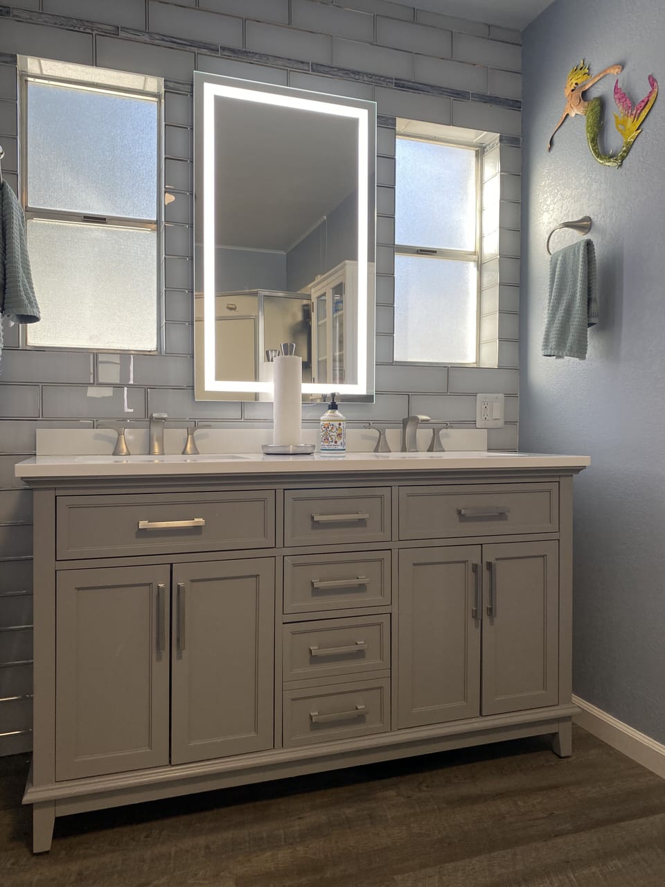 Bathroom number one ( main floor)  with LED vanity mirror