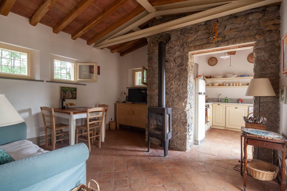 The living area with lounge and kitchen