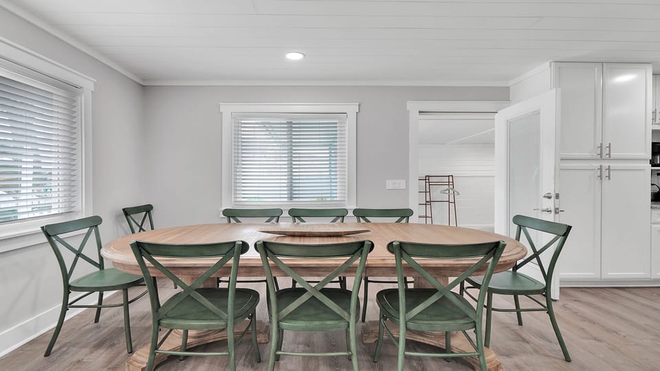 One of two dining areas located in the main keeping room. Its a perfect place for group meals or game nights! This table can seat up to 10. 