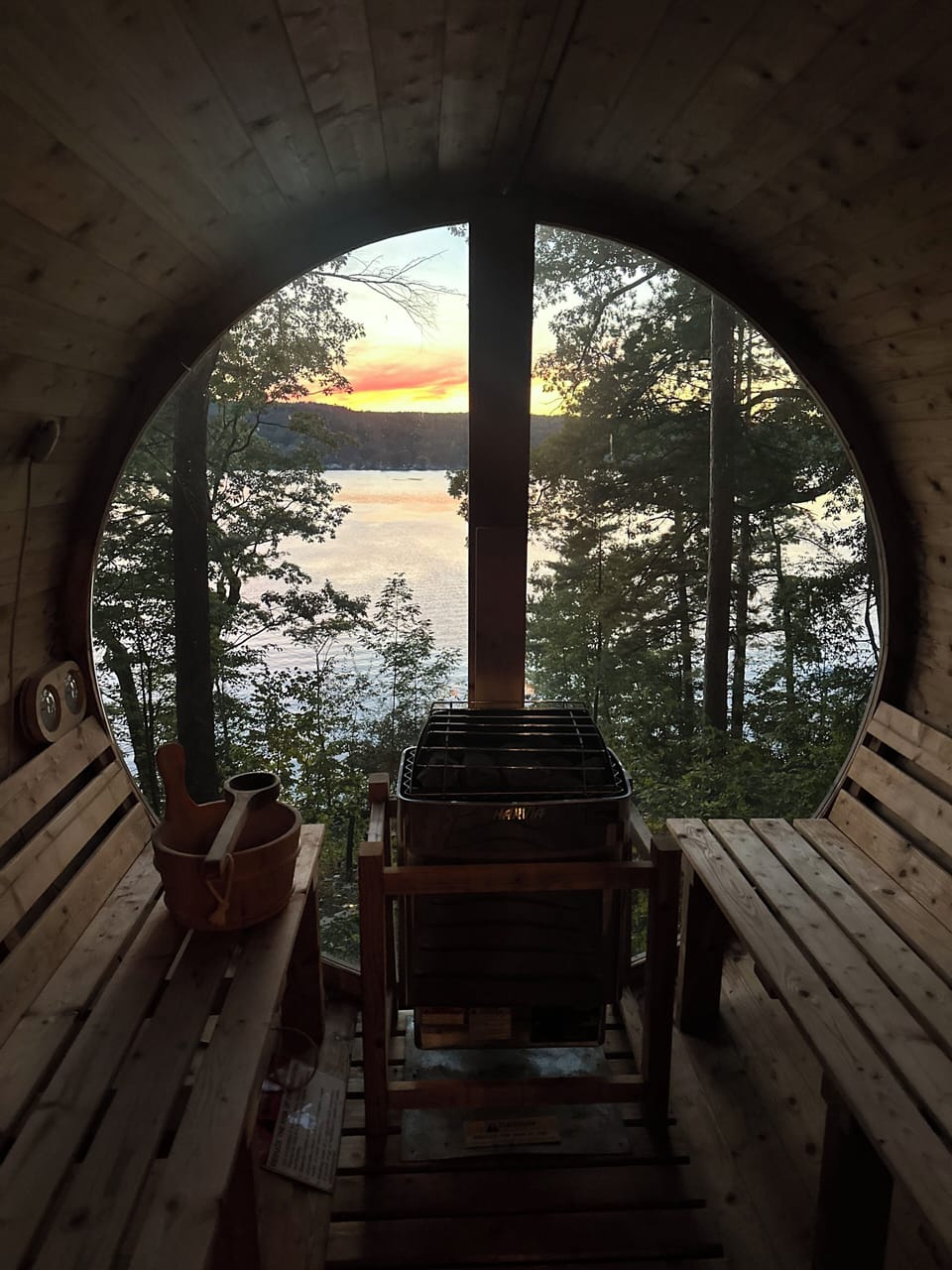Private barrel sauna overlooking Keuka Lake - perfect way to unwind.