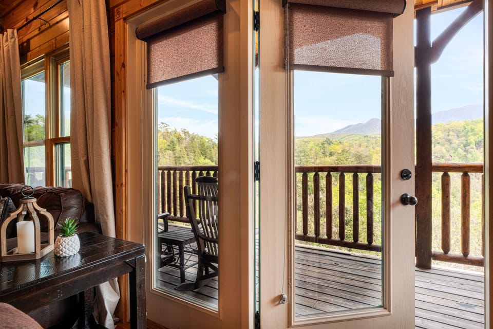 Living room door leads out to the upper deck.