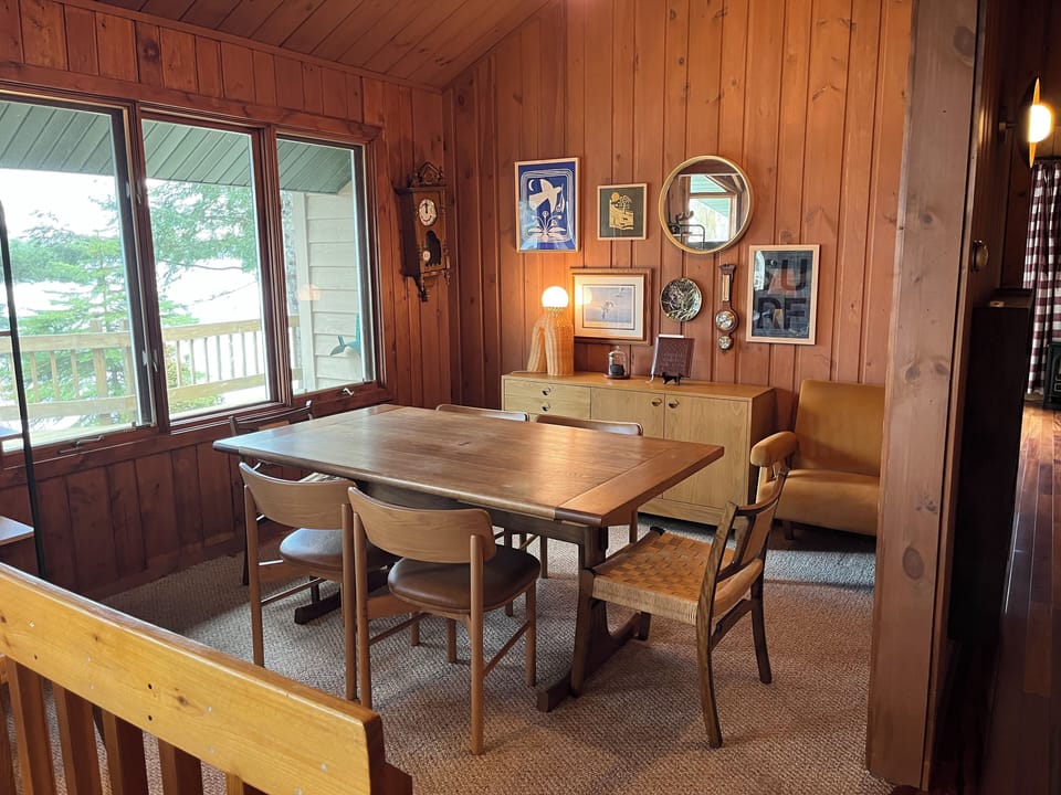 Dining area with large windows