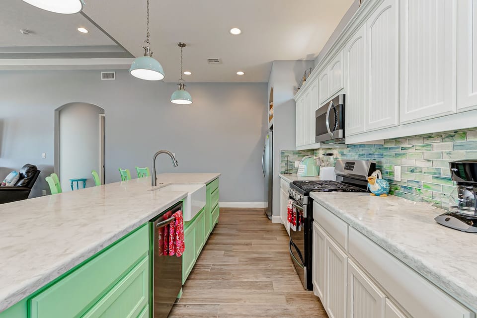Fully equipped kitchen for the main living area. There is also a second kitchenette downstairs.