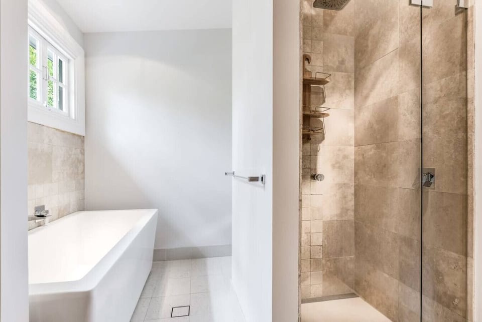 Upstairs bathroom with walk-in shower