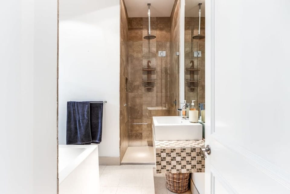 Downstairs bathroom with walk-in shower