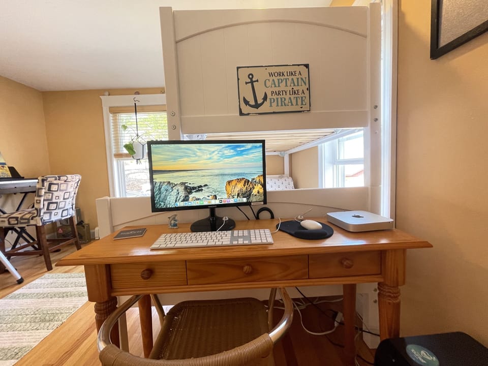Workspace with Apple Mac and Printer